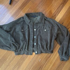 Olive Green Corduroy Button-Up Jacket